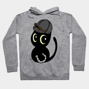 Funny black cat is ready to ride a horse Hoodie